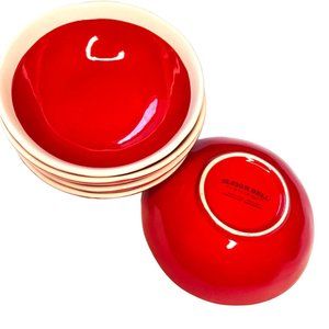 5” Sleigh Bell Bistro Dessert Bowls Red White Christmas Holiday Decor Set of 5